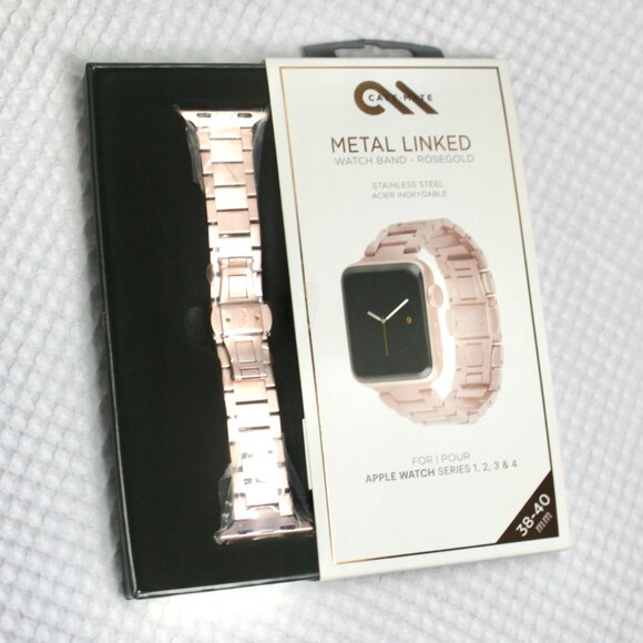 NWT Case-Mate Rose Gold Metal Linked Apple Watch Band Series 1-4 38-40 mm - Picture 3 of 5
